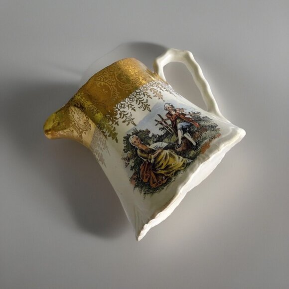 WS George Radisson Creamer Courting Couple 22K Gold Trim USA HK China GEO12 FLAW - Picture 2 of 12